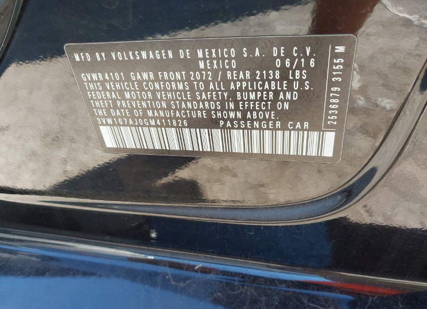 Photo 9 of 2016 Volkswagen Jetta 1.4T S (VIN 3VW167AJ0GM411826)
