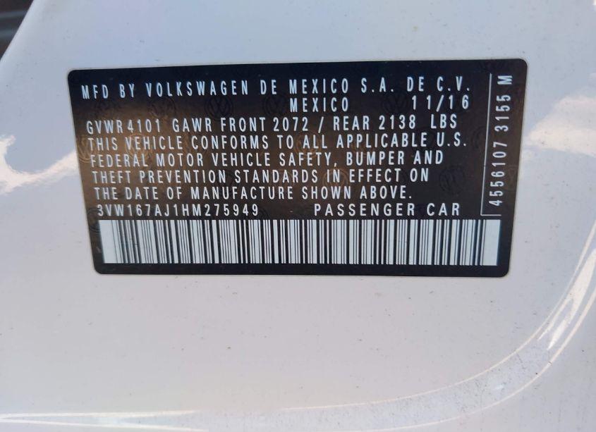 Photo 9 of 2017 Volkswagen Jetta 1.4T S (VIN 3VW167AJ1HM275949)