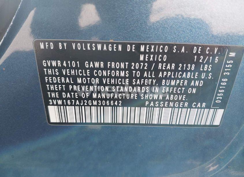 Photo 9 of 2016 Volkswagen Jetta 1.4T S (VIN 3VW167AJ2GM306642)