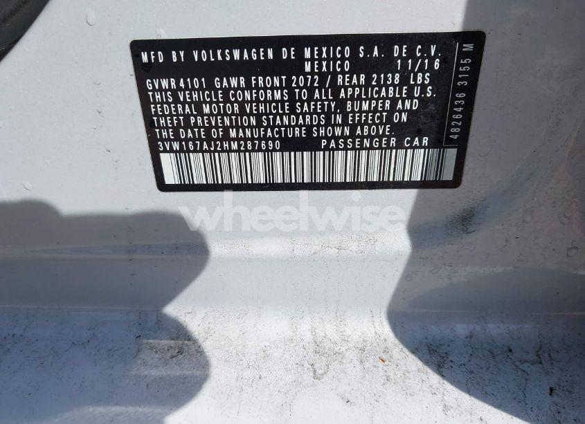 Photo 9 of 2017 Volkswagen Jetta 1.4T S (VIN 3VW167AJ2HM287690)
