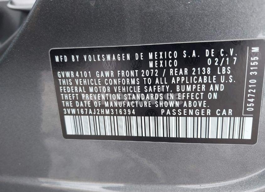 Photo 9 of 2017 Volkswagen Jetta 1.4T S (VIN 3VW167AJ2HM316394)