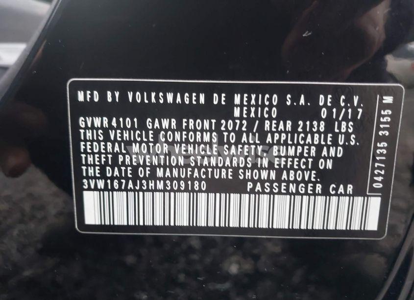 Photo 9 of 2017 Volkswagen Jetta 1.4T S (VIN 3VW167AJ3HM309180)