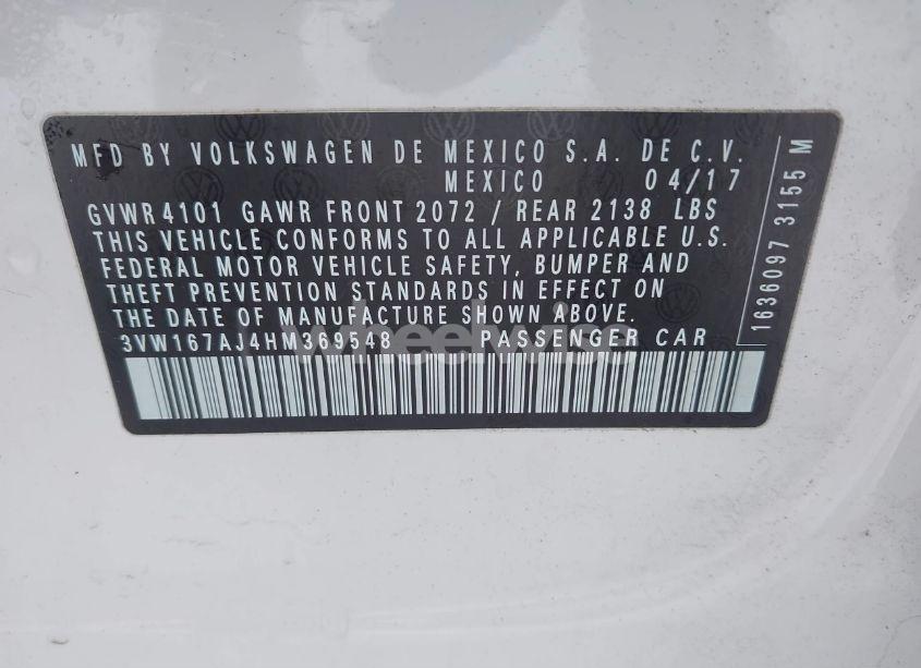 Photo 9 of 2017 Volkswagen Jetta 1.4T S (VIN 3VW167AJ4HM369548)