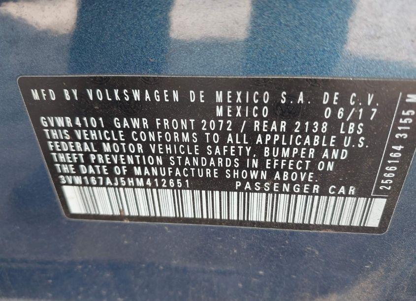 Photo 9 of 2017 Volkswagen Jetta 1.4T S (VIN 3VW167AJ5HM412651)