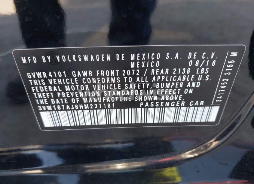 Photo 9 of 2017 Volkswagen Jetta 1.4T S (VIN 3VW167AJ6HM237181)