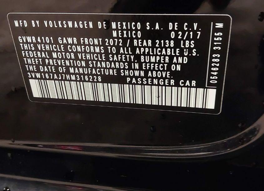 Photo 9 of 2017 Volkswagen Jetta 1.4T S (VIN 3VW167AJ7HM316228)