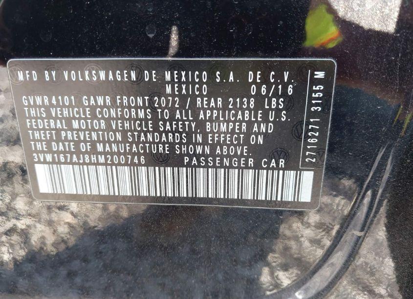 Photo 9 of 2017 Volkswagen Jetta 1.4T S (VIN 3VW167AJ8HM200746)