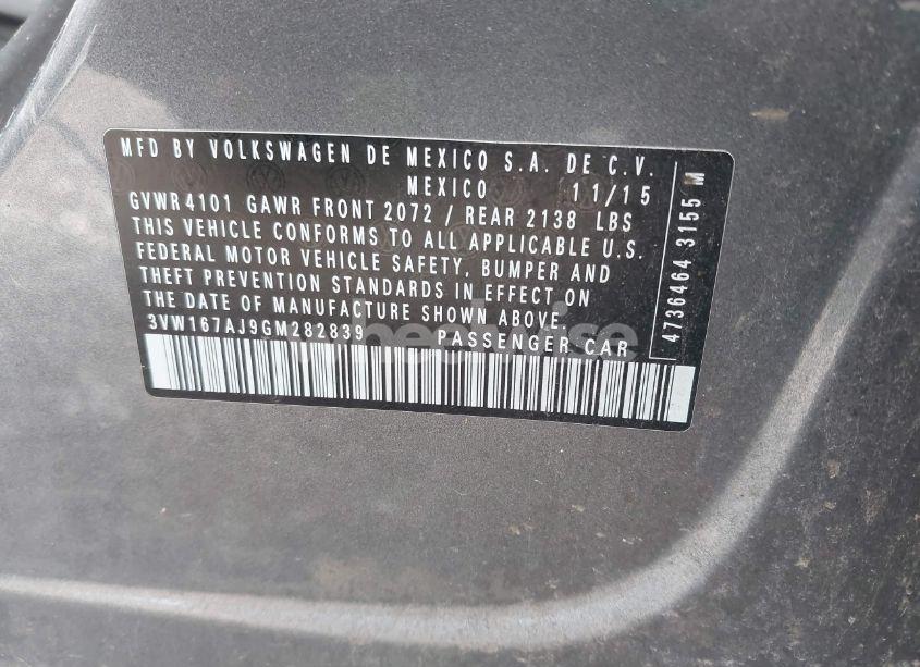 Photo 9 of 2016 Volkswagen Jetta 1.4T S (VIN 3VW167AJ9GM282839)