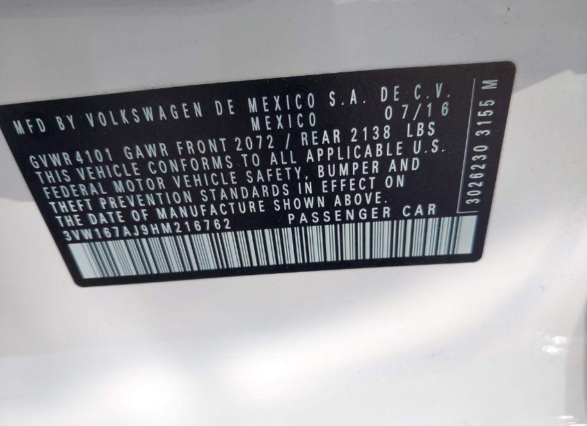 Photo 9 of 2017 Volkswagen Jetta S (VIN 3VW167AJ9HM216762)