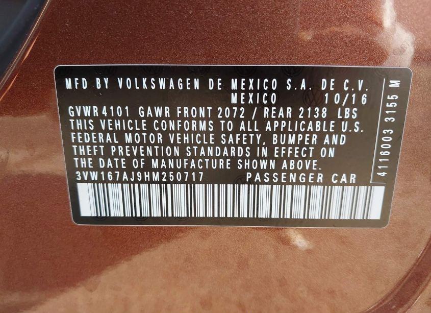 Photo 9 of 2017 Volkswagen Jetta 1.4T S (VIN 3VW167AJ9HM250717)