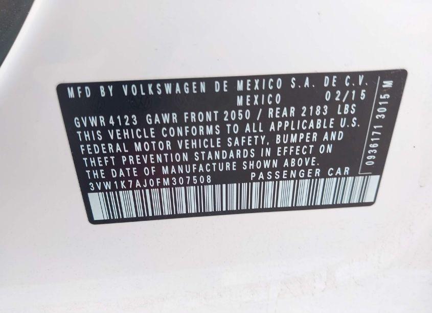 Photo 9 of 2015 Volkswagen Jetta 2.0L S (VIN 3VW1K7AJ0FM307508)