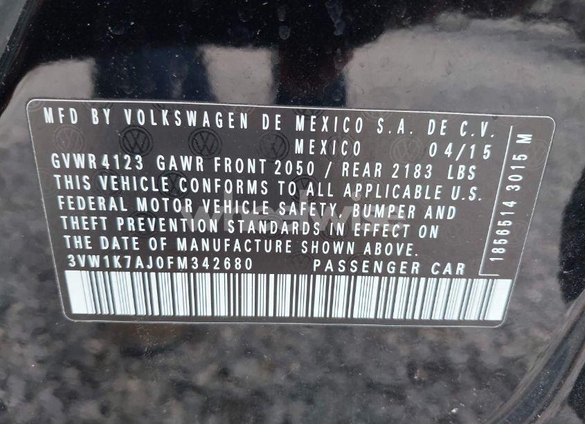 Photo 9 of 2015 Volkswagen Jetta 2.0L S (VIN 3VW1K7AJ0FM342680)