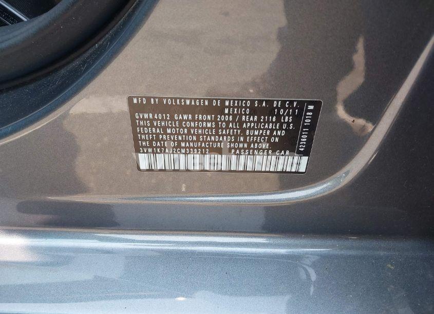 Photo 9 of 2012 Volkswagen Jetta 2.0L S (VIN 3VW1K7AJ2CM339212)