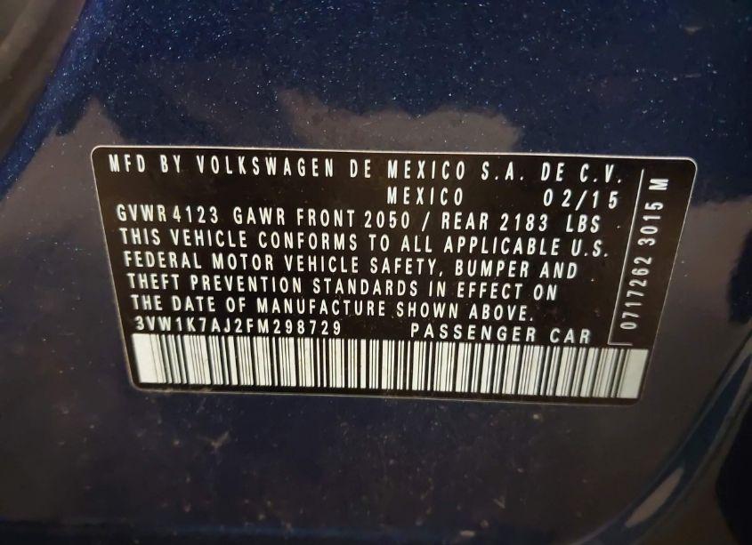 Photo 9 of 2015 Volkswagen Jetta 2.0L S (VIN 3VW1K7AJ2FM298729)