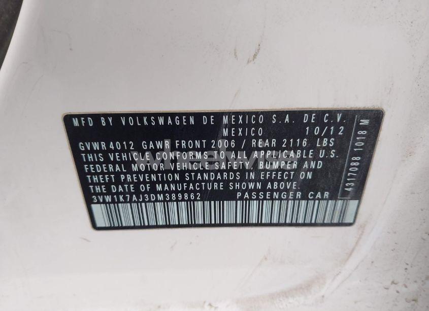 Photo 9 of 2013 Volkswagen Jetta 2.0L S (VIN 3VW1K7AJ3DM389862)