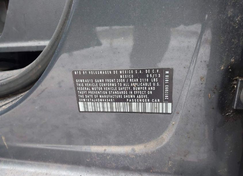 Photo 9 of 2013 Volkswagen Jetta 2.0L S (VIN 3VW1K7AJ4DM443461)