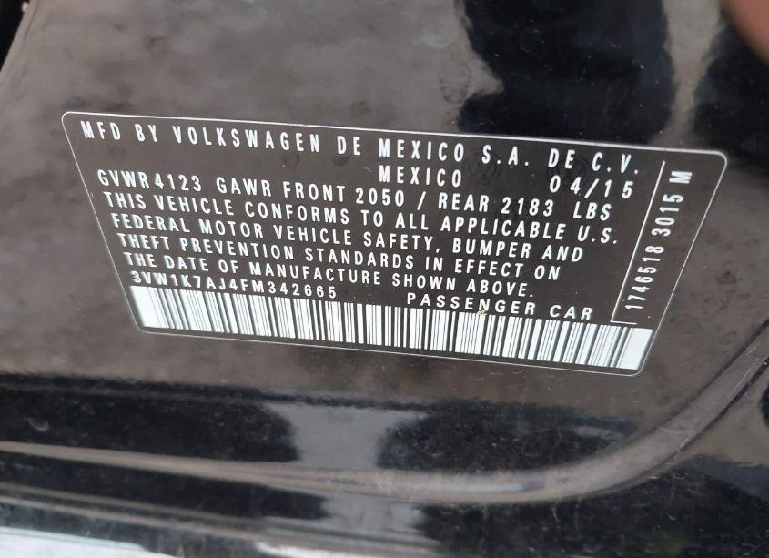 Photo 9 of 2015 Volkswagen Jetta 2.0L S (VIN 3VW1K7AJ4FM342665)