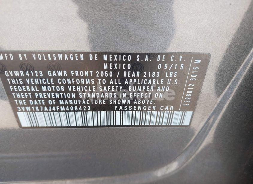 Photo 9 of 2015 Volkswagen Jetta 2.0L S (VIN 3VW1K7AJ4FM408423)