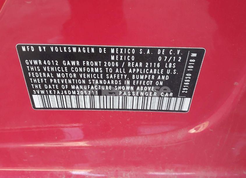 Photo 9 of 2013 Volkswagen Jetta 2.0L S (VIN 3VW1K7AJ6DM205711)