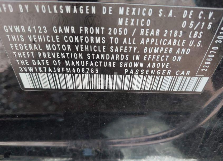 Photo 9 of 2015 Volkswagen Jetta 2.0L S (VIN 3VW1K7AJ6FM406785)