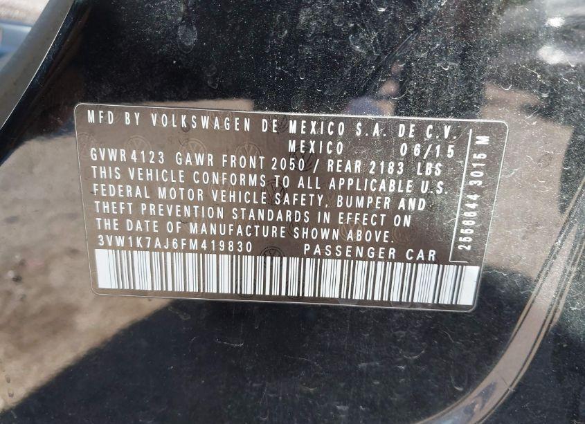 Photo 9 of 2015 Volkswagen Jetta 2.0L S (VIN 3VW1K7AJ6FM419830)