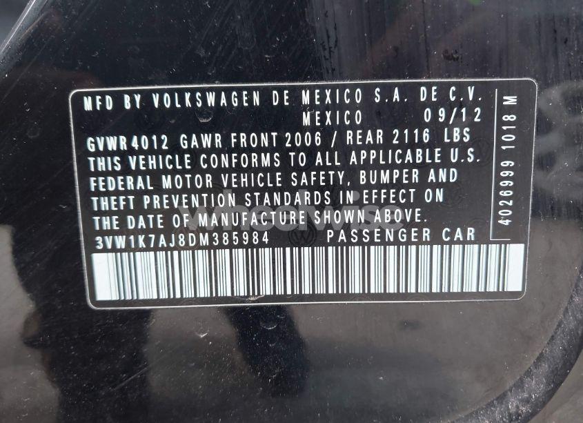 Photo 9 of 2013 Volkswagen Jetta 2.0L S (VIN 3VW1K7AJ8DM385984)