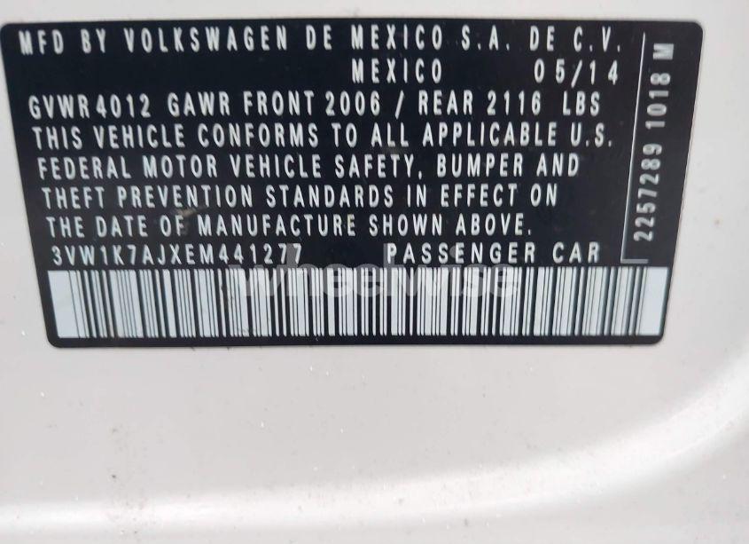 Photo 9 of 2014 Volkswagen Jetta 2.0L S (VIN 3VW1K7AJXEM441277)