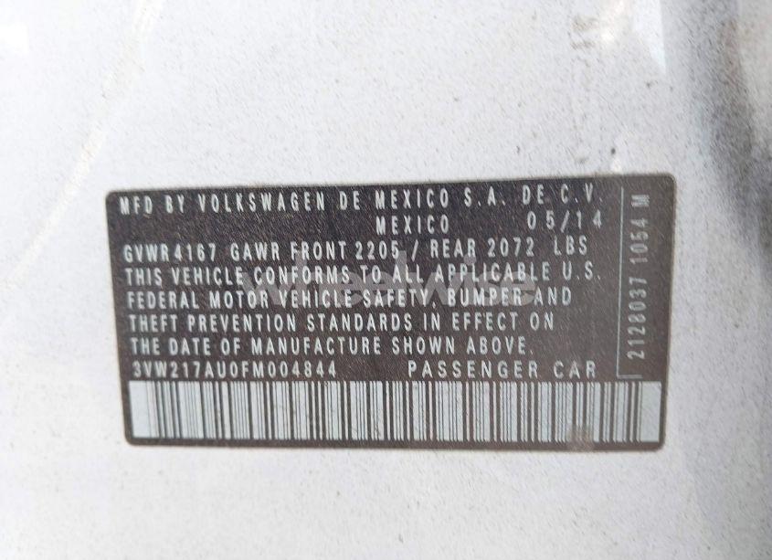 Photo 9 of 2015 Volkswagen Golf TSI SE 4-DOOR (VIN 3VW217AU0FM004844)