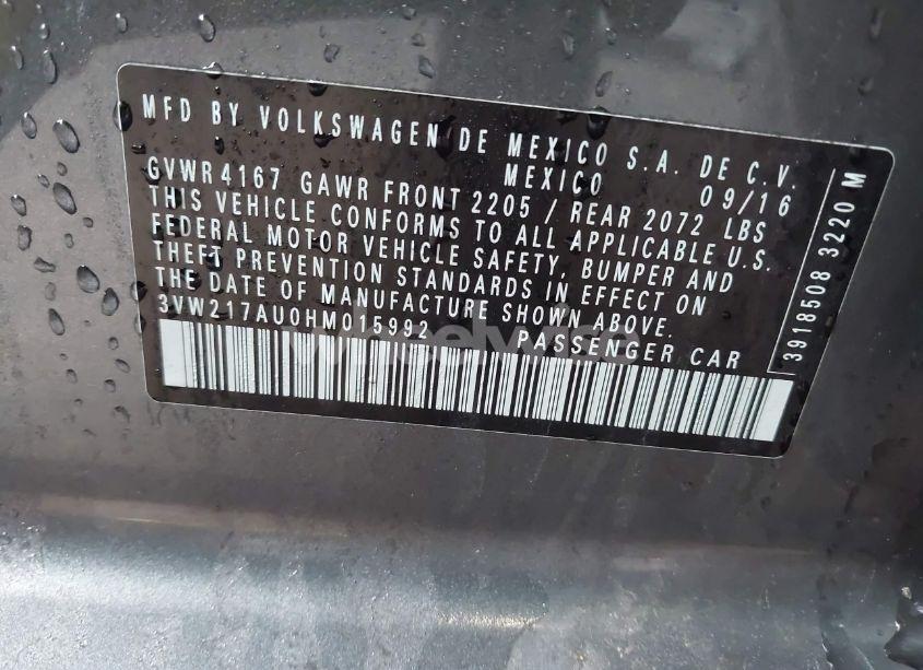 Photo 9 of 2017 Volkswagen Golf TSI S 4-DOOR/TSI SE 4-DOOR/TSI SEL 4-DOOR/TSI WOLFSBURG EDITION 4-DOOR (VIN 3VW217AU0HM015992)