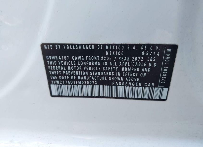 Photo 9 of 2015 Volkswagen Golf TSI S 4-DOOR (VIN 3VW217AU1FM029073)