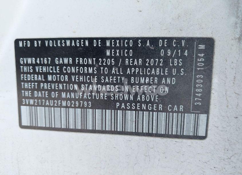 Photo 9 of 2015 Volkswagen Golf TSI SE 4-DOOR (VIN 3VW217AU2FM029793)