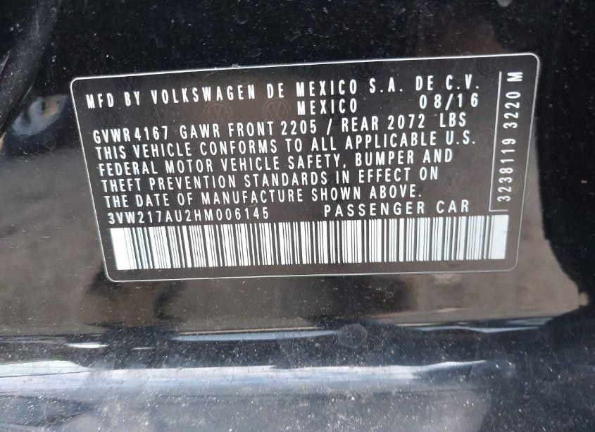 Photo 9 of 2017 Volkswagen Golf TSI S 4-DOOR (VIN 3VW217AU2HM006145)