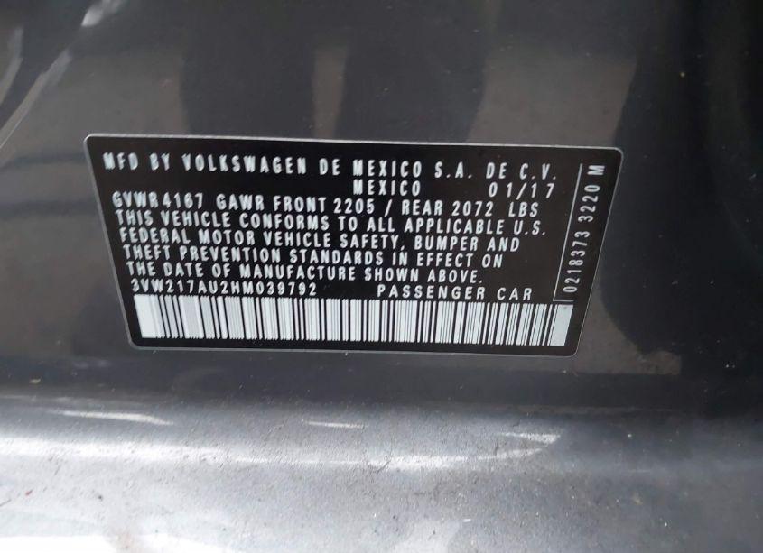 Photo 9 of 2017 Volkswagen Golf TSI S 4-DOOR/TSI SE 4-DOOR/TSI SEL 4-DOOR/TSI WOLFSBURG EDITION 4-DOOR (VIN 3VW217AU2HM039792)