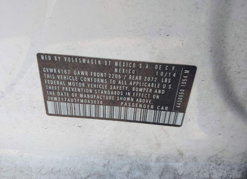 Photo 9 of 2015 Volkswagen Golf TSI SE 4-DOOR (VIN 3VW217AU3FM043038)