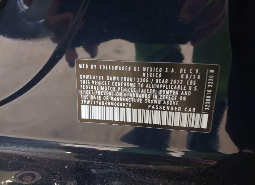 Photo 9 of 2017 Volkswagen Golf TSI S 4-DOOR (VIN 3VW217AU4HM006079)