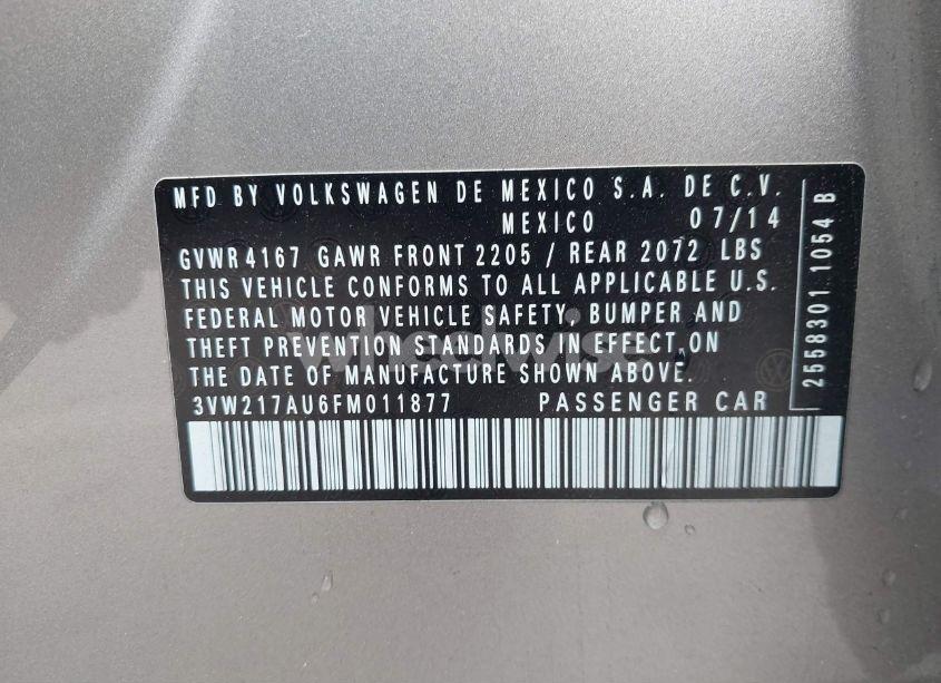 Photo 9 of 2015 Volkswagen Golf TSI S 4-DOOR (VIN 3VW217AU6FM011877)