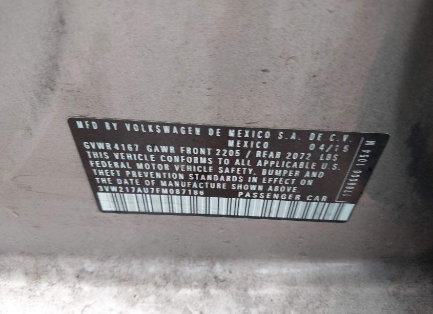 Photo 9 of 2015 Volkswagen Golf TSI S 4-DOOR (VIN 3VW217AU7FM087186)