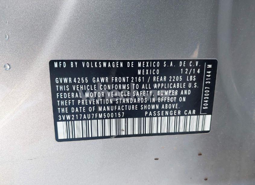 Photo 9 of 2015 Volkswagen Golf TSI SEL 4-DOOR (VIN 3VW217AU7FM500157)