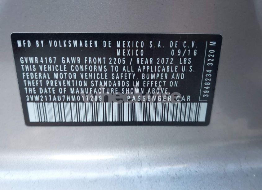 Photo 9 of 2017 Volkswagen Golf TSI S 4-DOOR/TSI SE 4-DOOR/TSI SEL 4-DOOR/TSI WOLFSBURG EDITION 4-DOOR (VIN 3VW217AU7HM017299)