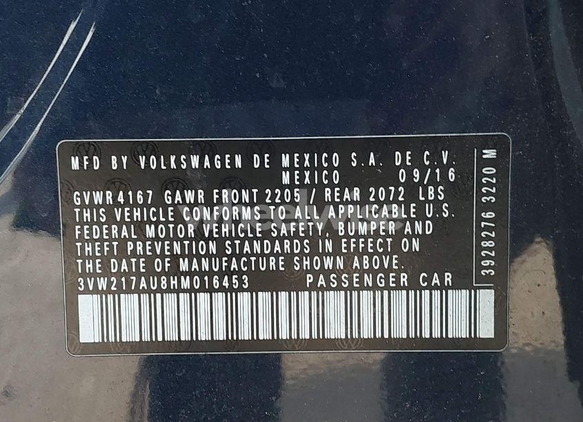 Photo 9 of 2017 Volkswagen Golf TSI S 4-DOOR/TSI SE 4-DOOR/TSI SEL 4-DOOR/TSI WOLFSBURG EDITION 4-DOOR (VIN 3VW217AU8HM016453)