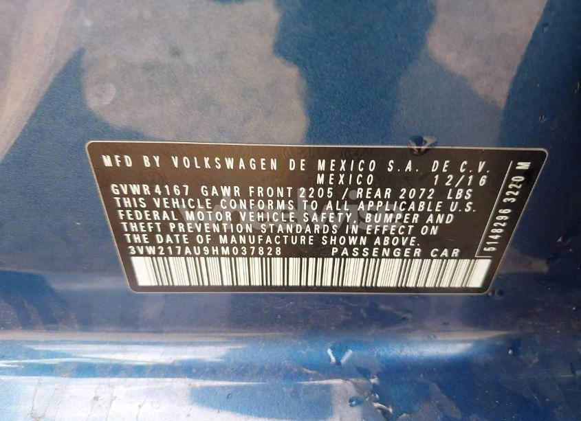 Photo 9 of 2017 Volkswagen Golf TSI S 4-DOOR/TSI SE 4-DOOR/TSI SEL 4-DOOR/TSI WOLFSBURG EDITION 4-DOOR (VIN 3VW217AU9HM037828)