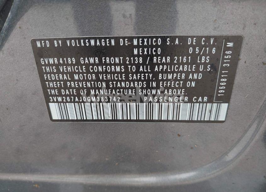 Photo 9 of 2016 Volkswagen Jetta 1.4T S (VIN 3VW267AJ0GM383742)