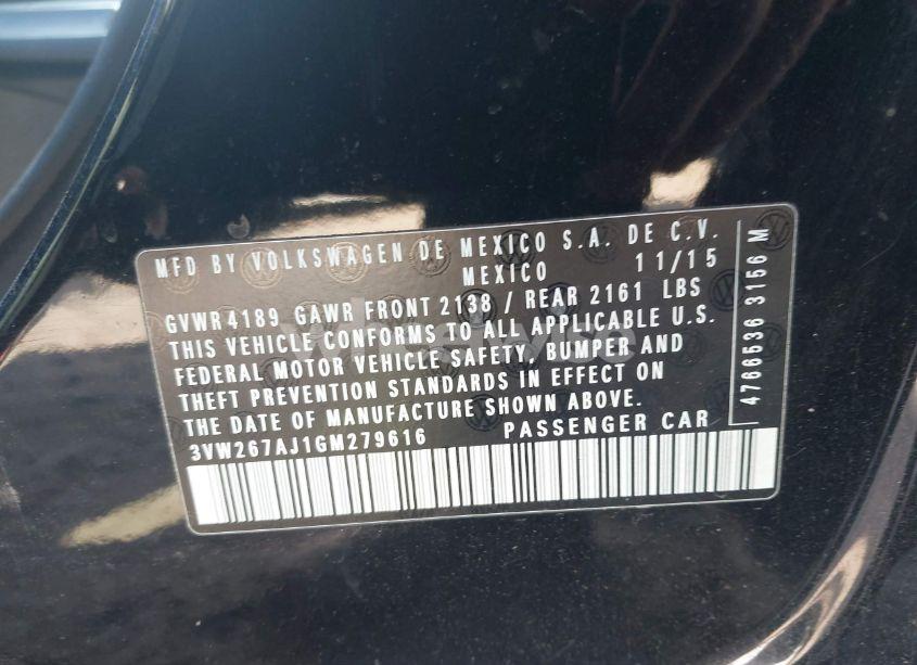 Photo 9 of 2016 Volkswagen Jetta 1.4T S (VIN 3VW267AJ1GM279616)