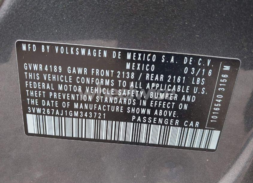 Photo 9 of 2016 Volkswagen Jetta 1.4T S (VIN 3VW267AJ1GM343721)