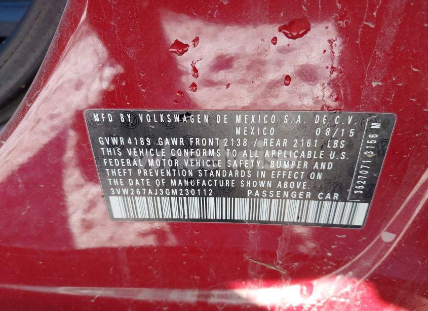 Photo 9 of 2016 Volkswagen Jetta 1.4T S (VIN 3VW267AJ3GM230112)