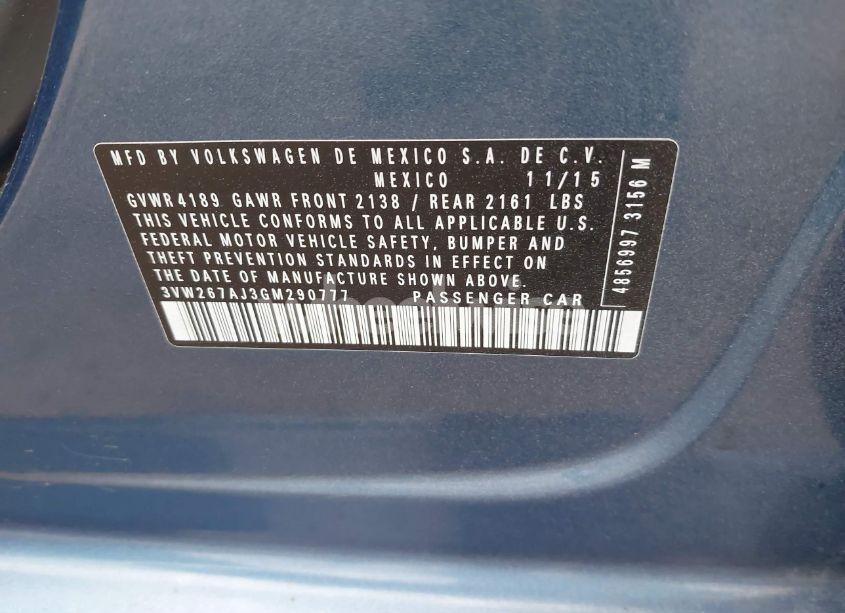 Photo 9 of 2016 Volkswagen Jetta 1.4T S (VIN 3VW267AJ3GM290777)