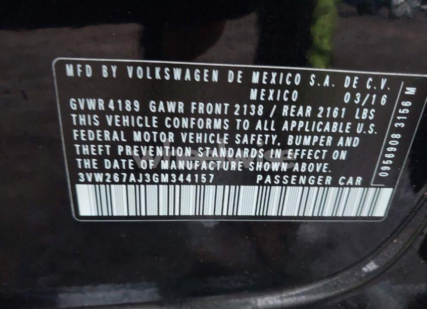 Photo 9 of 2016 Volkswagen Jetta 1.4T S (VIN 3VW267AJ3GM344157)