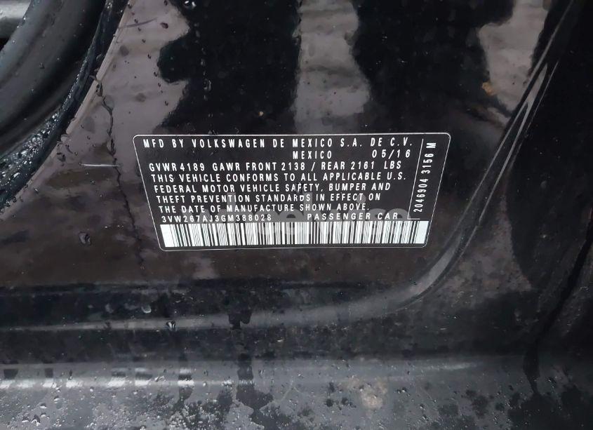 Photo 9 of 2016 Volkswagen Jetta S (VIN 3VW267AJ3GM388028)