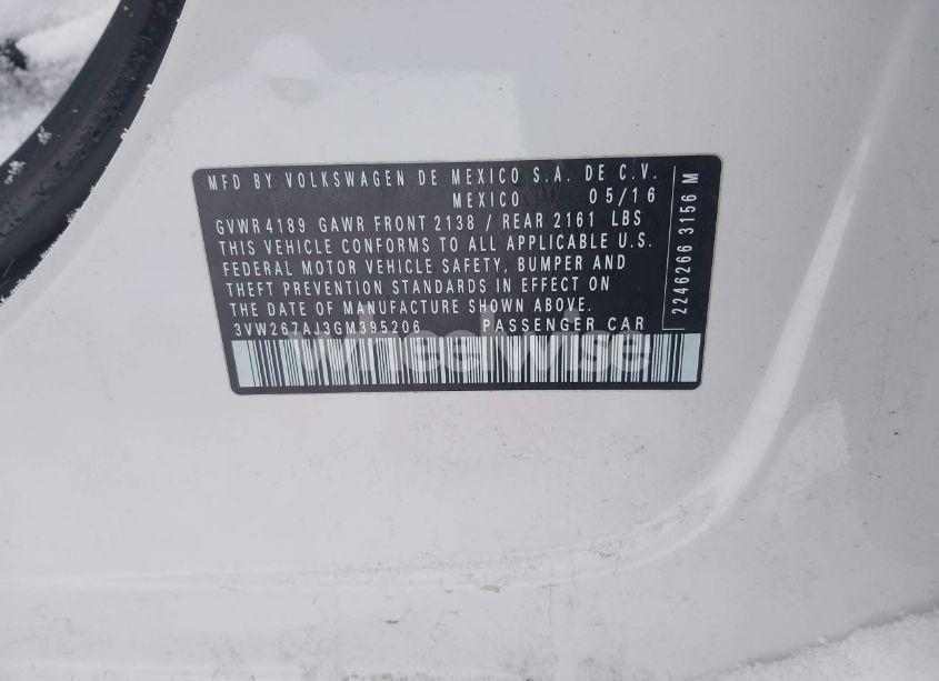 Photo 9 of 2016 Volkswagen Jetta 1.4T S (VIN 3VW267AJ3GM395206)