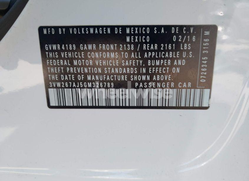 Photo 9 of 2016 Volkswagen Jetta 1.4T S (VIN 3VW267AJ5GM******)